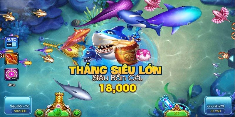 Nhiều loại sinh vật với hệ số thưởng khác nhau trong game bắn cá xèng